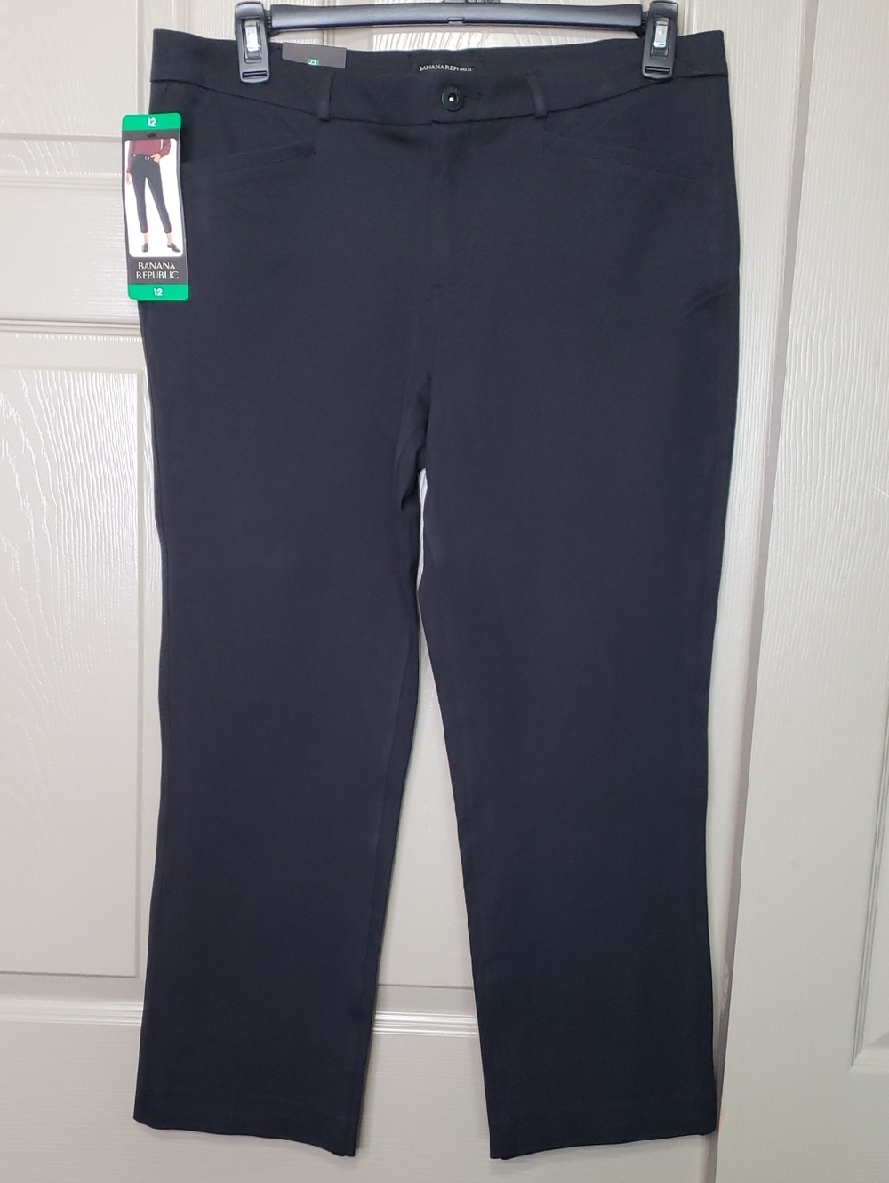NWT Banana Republic Slim Straight Black Cropped Pants Size 12